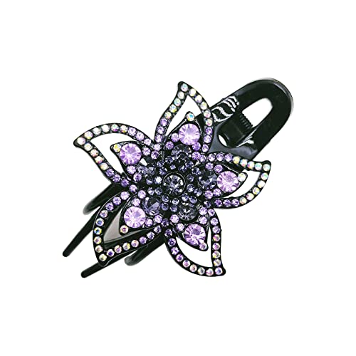 Strass-Haarspange Damen Disc Hairpin Clip Haar voller Drill Hair Back Head Duck Clip Haarspange Hoher Zopf (B, One Size) von Tmianya