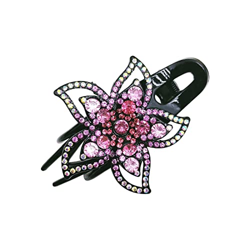 Strass-Haarspange Damen Disc Hairpin Clip Haar voller Drill Hair Back Head Duck Clip Haarspange Hoher Zopf (E, One Size) von Tmianya