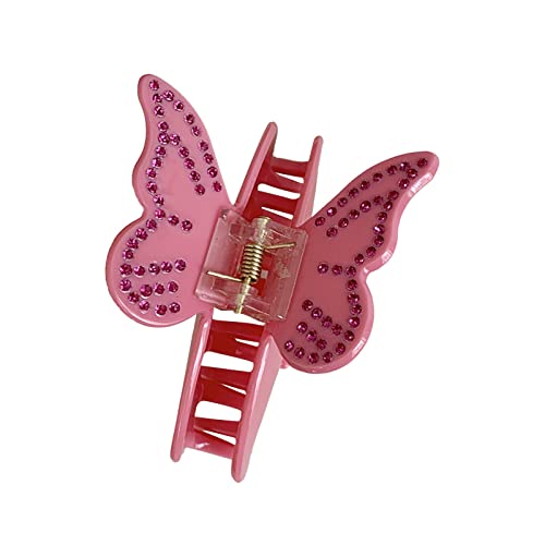 Strass-Schmetterlings-Klipp-lila rosa Entwurfs-Haarnadel-langer Haar-Klipp-Haar-Zusatz Haarspangen Mädchen (Red, One Size) von Tmianya