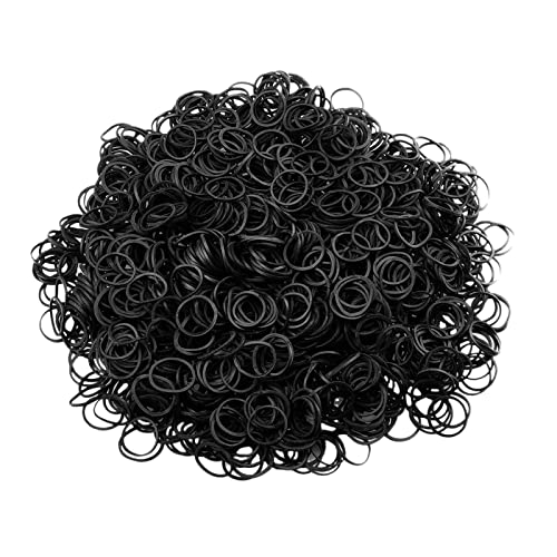 Tmianya 1000 Stück Mini-Gummibänder, weiche Gummibänder, rutschfest, kleine, winzige Haargummis für Kleinkinder, Kinder, Zöpfe, schwarz Haarschmuck Silber (Black, One Size) von Tmianya