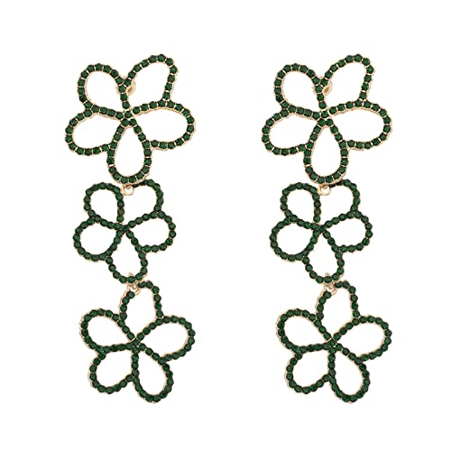 Tmianya Baumeln Sie Blumen-Ohrringe Blütenblatt-Quasten-Ohrringe Blumen-Schmucksachen für Frauen-Mädchen-Teenager Ohrringe Mit Mondstein (Green, One Size) von Tmianya