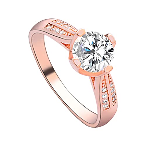 Tmianya Blume Kristall Ehering für Frauen Schmuck Accessoires Roségold Gold Damen Ring Kette Damen Infinity Herz Halskette Halskette Damen Feder Boho-RoséGold7 von Tmianya