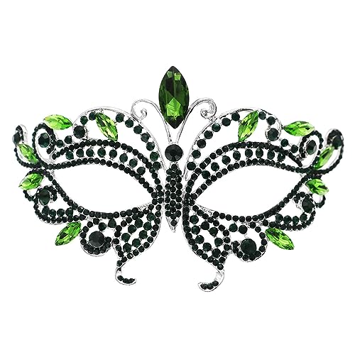 Tmianya Frauen Luxus Strass Elegante Schmetterling Design Maskerade Ball Party Augenbinde Gesicht Zubehör Haarschmuck Pompös (A, One Size) von Tmianya