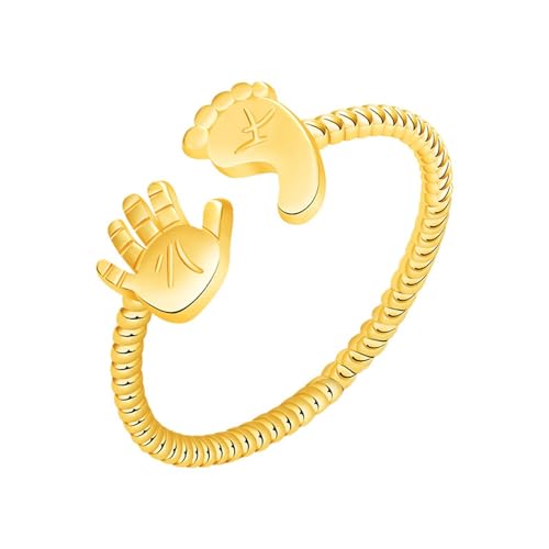 Tmianya Für Mutter werden Sie einen exquisiten MutterKind Fußring Kleiner Fuß-einfacher Ring vielseitiges mit Diamanten Besetztes Babyhand Fußabdruck Accessoire Ringe Für Handy (B, One Size) von Tmianya