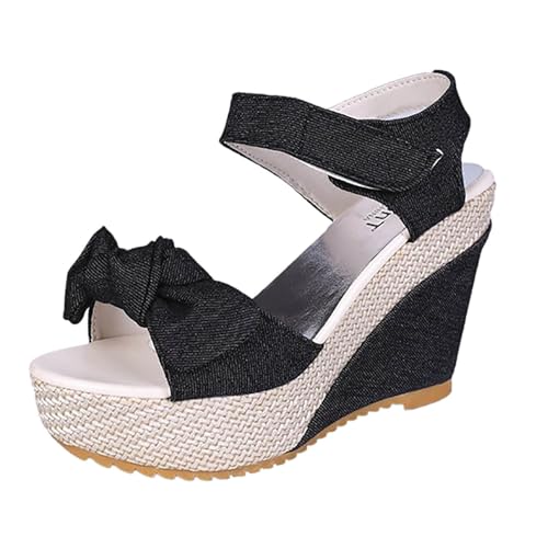 Tmianya Heiße Sandalen für Damen, Teenager-Hausschuhe für Mädchen, Strandsandalen, Mädchen-Sandalen, Damen-Sandalen, Plateau-Sandalen Klein Damen Schuhe (Black, 38) von Tmianya