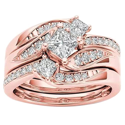 Tmianya Roségold Versprechen Ringe Zartes Design Knoten Set Mode Ring Leichter Luxus High Grade Ring Schwarze Ringe Herren (Rose Gold, 10) von Tmianya