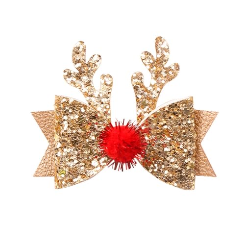 Weihnachts-Haarnadel für Kinder, Damen-Haarball-Schleifen-Fascinator mit glitzerndem 1730Jhir (Gold, One Size) von Tmianya