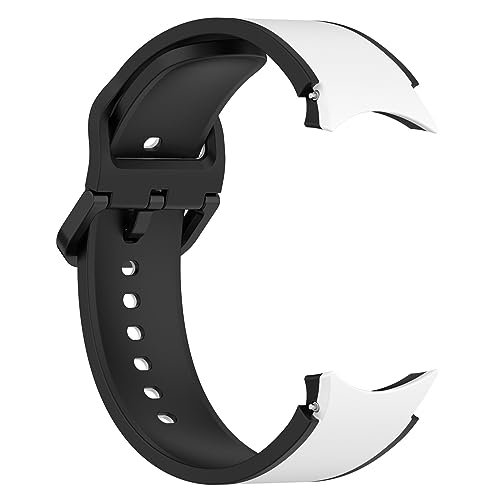 Zweifarbiges, schweißfestes Sportuhrenarmband Silikon für mehrere Modelle der Samsung Watch 5 und 4 Riesige Armbanduhr (White, One Size) von Tmianya