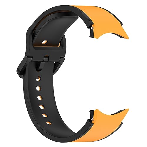 Zweifarbiges, schweißfestes Sportuhrenarmband Silikon für mehrere Modelle der Samsung Watch 5 und 4 Riesige Armbanduhr (Yellow, One Size) von Tmianya