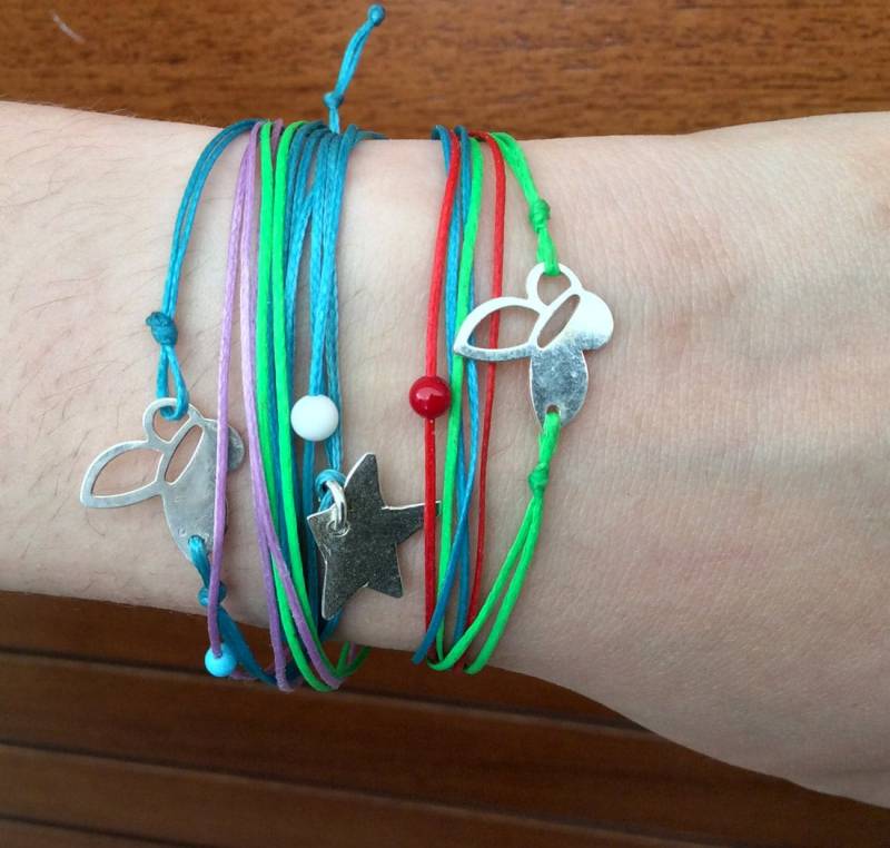 Armband, Mehrschnur Sterling Silber Reize, Halbkostüme, Wachsseide, Stapelbare Armbänder, Verstellbar, Schmuck, Geschenk von Tmlccreations