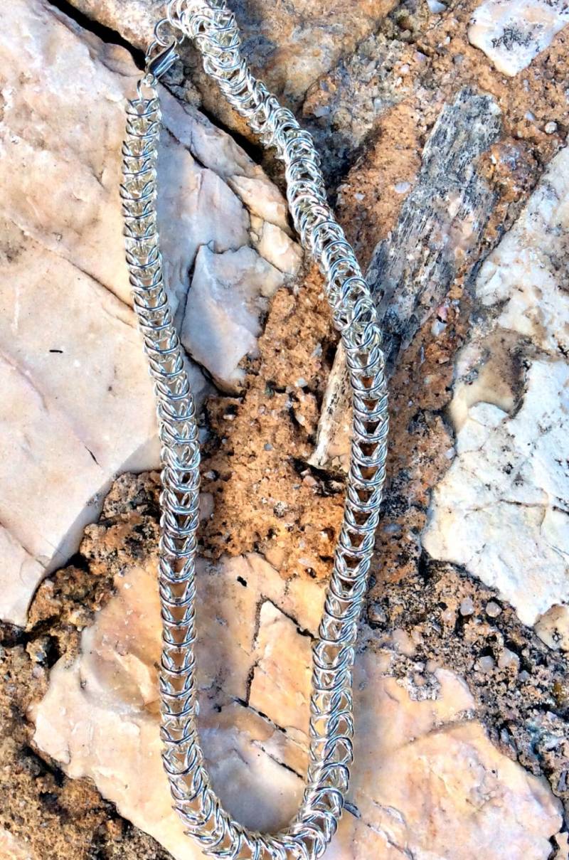 Chainmaille Halskette, Versilbert Kurze Handarbeit, Kette, Schmuck von Tmlccreations