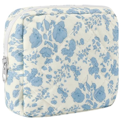 Tmtains Kleine Make-up-Tasche für Geldbörse, Mini-Baumwolle, gesteppt, Kosmetiktasche für Damen, niedliche rosa Schleife, Make-up-Tasche, tragbare Reise-Kulturbeutel mit Reißverschluss, Damenbinde Tmtains Kleine Make-up-Tasche für Geldbörse, Mini-Baumwolle, gesteppt, Kosmetiktasche für Damen, niedliche rosa Schleife, Make-up-Tasche, tragbare Reise-Kulturbeutel mit Reißverschluss, Damenbinde von Tmtains