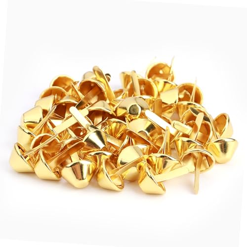 50pcs Bag Füße Bolzen Spike, 10 Mm Geldbörse Köpfen Flache Metallspitzen Nietnagelkern Brads Prong Bod Bottom Bolzen für Handtaschengeldbeutel Kleidung DIY Lederhandwerk (15 mm) von Tnfeeon