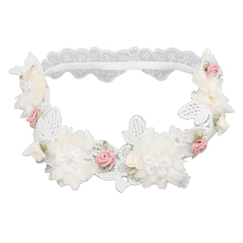 Baby Taufen Stirnband Zartes Kindeshaarriemen für Taufe oder Duschgeschenk für Neue Mütter Weiche Elastische Spitze Baby Stirnband (C-Typ) von Tnfeeon