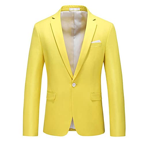 TnmZi Anzug Jacke Männer Einfarbig Business Urban Blazer Jacke Männer Slim Fit Mehrfarbige Optionen Mode Jacke Herren Gentleman Temperament Bankett Langarm Jacke Herren R-Yellow 5XL von TnmZi