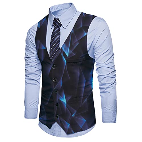 TnmZi Anzug Weste Herren Persönlichkeit Druck Gentleman Blazer Weste Herren Urban Modern Bankett Mode Weste Herren V-Ausschnitt Einreihig Business Weste Herren MJL-3 M von TnmZi