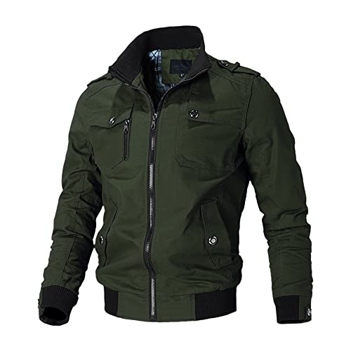 TnmZi Casual Jacke Herren Frühling Zip Jacke Herren Draussen Bergsteigen Winddichte Jacke Männer Dünn Sportjacke Herren Lose Übergangsjacke Herren D-Army Green 5XL von TnmZi