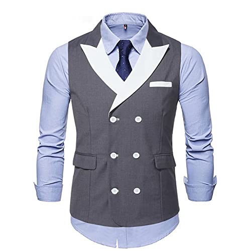 TnmZi Weste Herren Slim Fit Farbkontrast Anzug Weste Herren Frühling Urban Temperament Casual Weste Herren Taschendekoration Mode Doppelreihige Weste Herren A-Grey1 M TnmZi Weste Herren Slim Fit Farbkontrast Anzug Weste Herren Frühling Urban Temperament Casual Weste Herren Taschendekoration Mode Doppelreihige Weste Herren A-Grey1 M von TnmZi