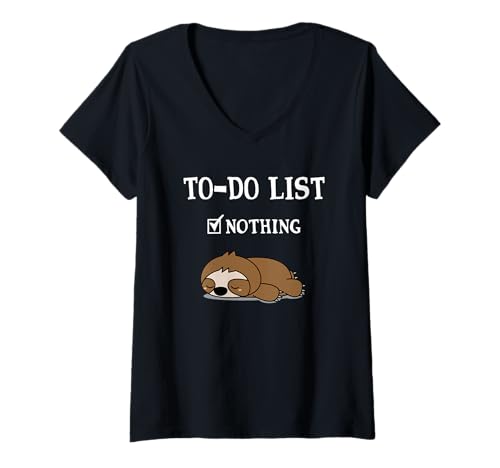 Damen to Do List Nothing to-Do-Liste Faultier lustig T-Shirt mit V-Ausschnitt Damen to Do List Nothing to-Do-Liste Faultier lustig T-Shirt mit V-Ausschnitt von To Do List nothing To-Do-Liste witziges Faultier