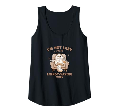 Damen Fluffy Cat, I'm Not Lazy, Energiesparmodus, Bubble Boba Tea Tank Top Damen Fluffy Cat, I'm Not Lazy, Energiesparmodus, Bubble Boba Tea Tank Top von To-Do List: Do Nothing