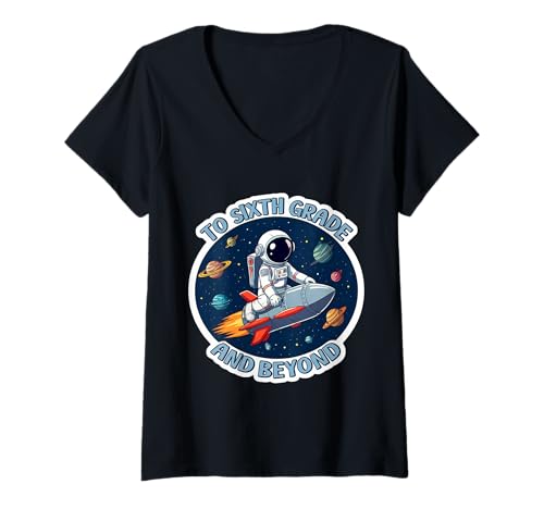 Damen Bis zur sechsten Klasse und darüber hinaus: Space Lover Astronaut School für Jungen T-Shirt mit V-Ausschnitt Damen Bis zur sechsten Klasse und darüber hinaus: Space Lover Astronaut School für Jungen T-Shirt mit V-Ausschnitt von To Sixth Grade And Beyond Boys Products