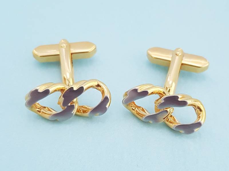 Vintage Mixed Metal Kettenmanschettenknöpfe, Ineinander Greifende Manschettenknöpfe, Manschettenknöpfe Aus Gold Und Silber, Geschenk Für Mann von ToBVintage