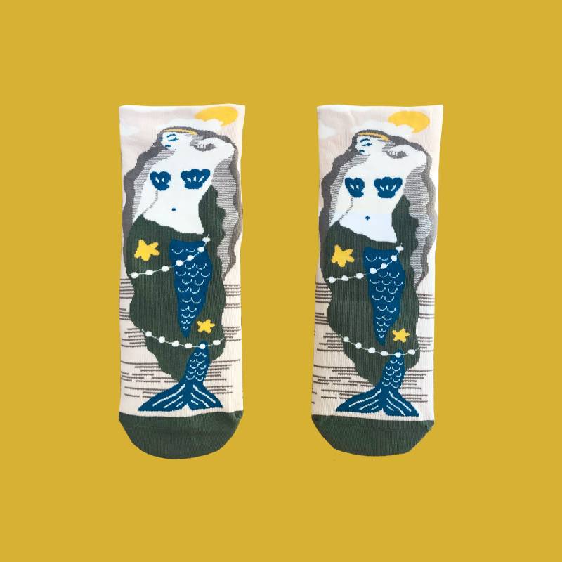Niedliche Meerjungfrau Low Ankle Socken | Unter Dem Meer Baumwollsocken Niedliches Ozean-Inspiriertes Geschenk Unisex Fun Sommersocken von ToBeNamedStudio