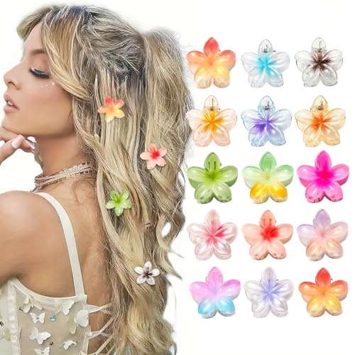 15 Stück Klein Blumen Haarklammern, Haarspangen Blumen Design für Damen und Mädchen Flower Hair Clips Blumenklammern Haarstyling Zubehör Passend für Dichtes Haar Größe (4 cm) von ToKinCen