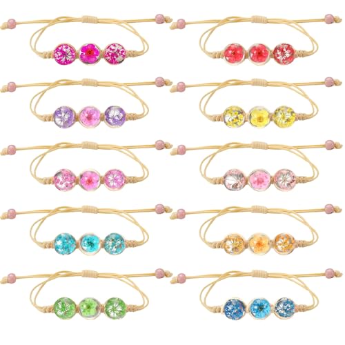 10 Stück Freundschaftsarmbänder für Mädchen, bunte Blumen-Design, verstellbare Kinderversion, geflochten, Geburtstagsgeschenk für kinder Mädchen Teenager (Stil 2) von ToKinCen