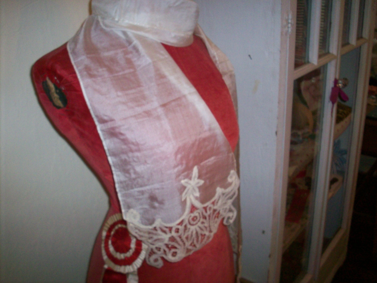 Antike Hand Seide Geschlottert Spitze Mit Getan von ToLacewithLove