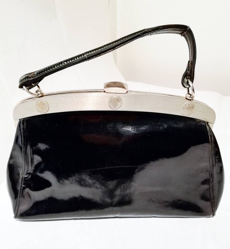 Vintage-Tasche Aus Glänzendem Öko-Leder, Original Den 1950Er Jahren Vintage-Tasche Aus Glänzendem Öko-Leder, Original Den 1950Er Jahren von ToLovelyB