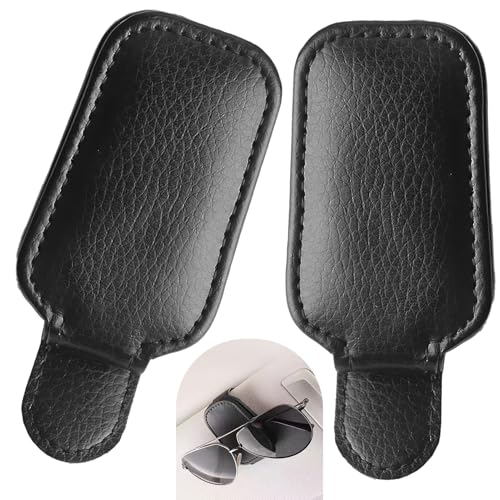 2 Stück Brillenhalter für Auto Sonnenblende, Leder Sonnenbrillen Halter Auto, Universal Magnetische Auto Visier Brillenhalter für Alle Arten von Gläsern Geeignet, Auto Zubehör Brillenetui 2 Stück Brillenhalter für Auto Sonnenblende, Leder Sonnenbrillen Halter Auto, Universal Magnetische Auto Visier Brillenhalter für Alle Arten von Gläsern Geeignet, Auto Zubehör Brillenetui von Toaluea