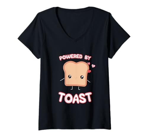 Damen Bereitgestellt von Toast, niedliche lustige Grafik für Kawaii Toast-Liebhaber T-Shirt mit V-Ausschnitt von Toast Lover Designs
