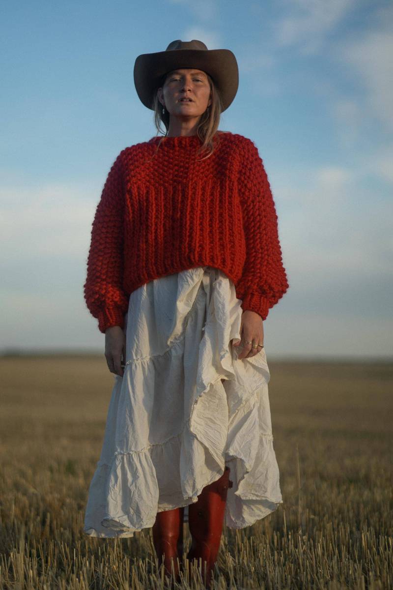 Grobstrick Merino Wolle Pullover Moderner Roter Pullover von ToastYarn