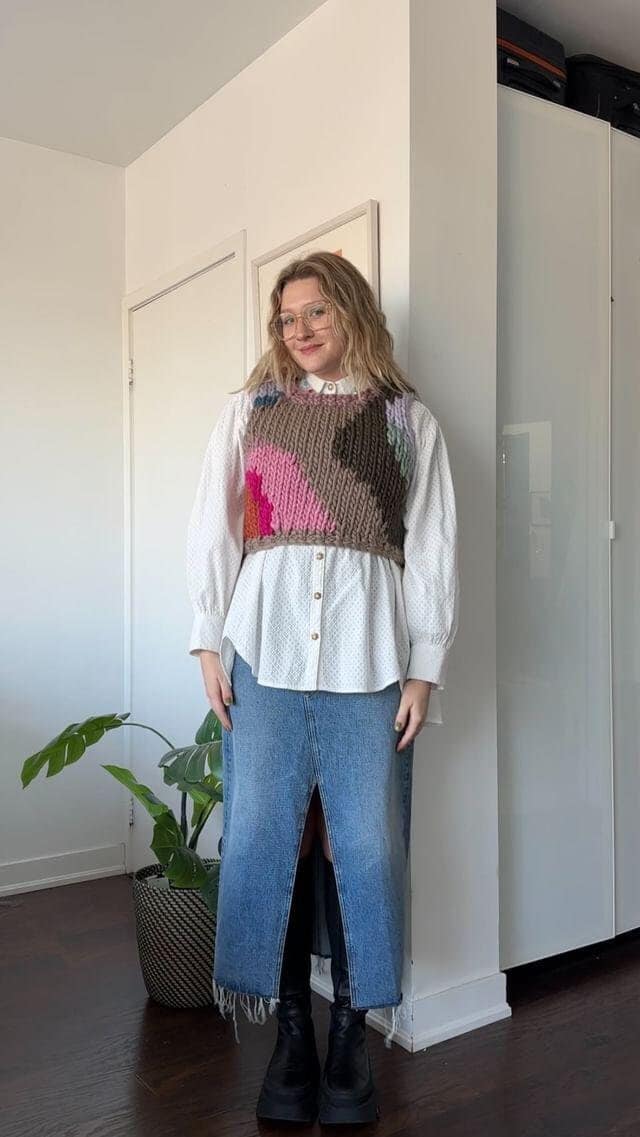 Klecksstrickjacke. Handgestrickt Aus Merino Wolle. Klobige Bunte Weste von ToastYarn