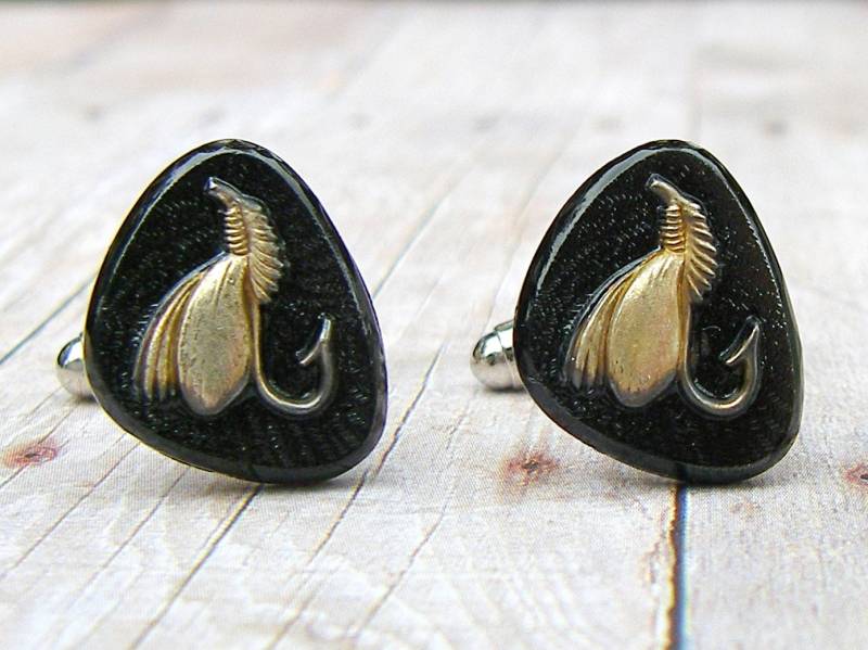 Bait & Tackle - Vintage Glasknöpfe Manschettenknöpfe von ToastedCoconutStudio