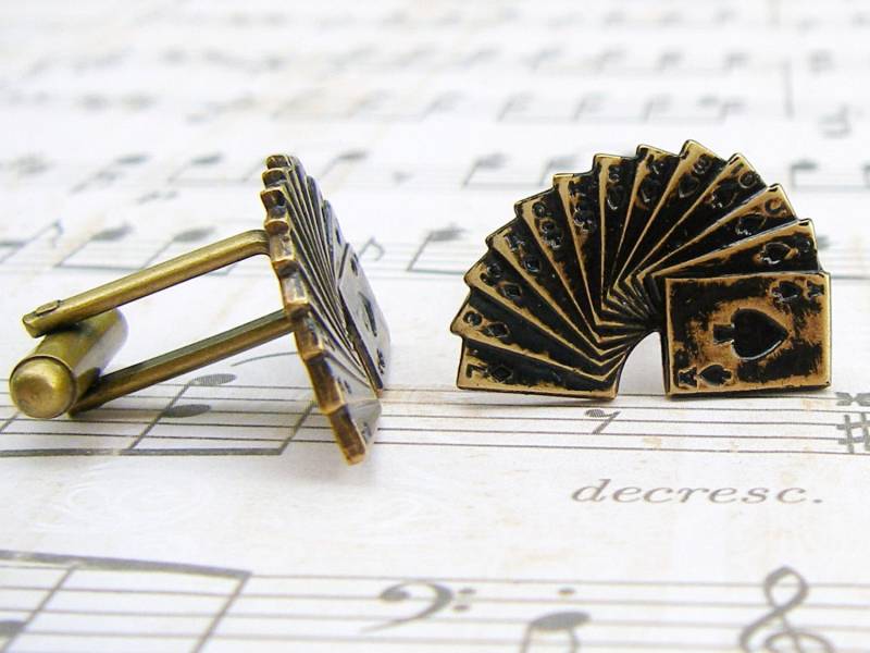 Flush - Antik Messing Finish Deck Spielkarten Manschettenknöpfe von ToastedCoconutStudio