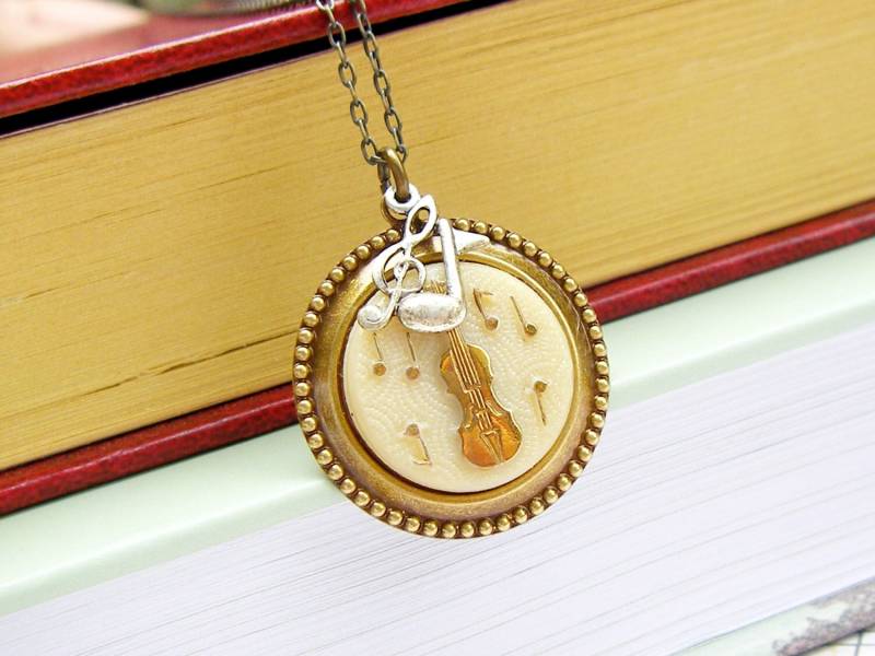 Geigenkette - Let The Music Flow Collection Vintage Glaskette von ToastedCoconutStudio