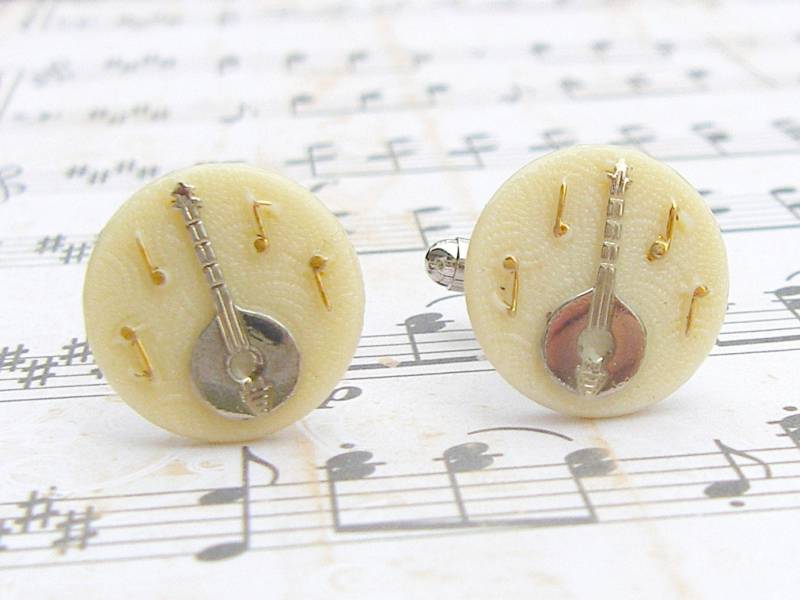 Let The Music Flow - Vintage Glas Manschettenknöpfe von ToastedCoconutStudio