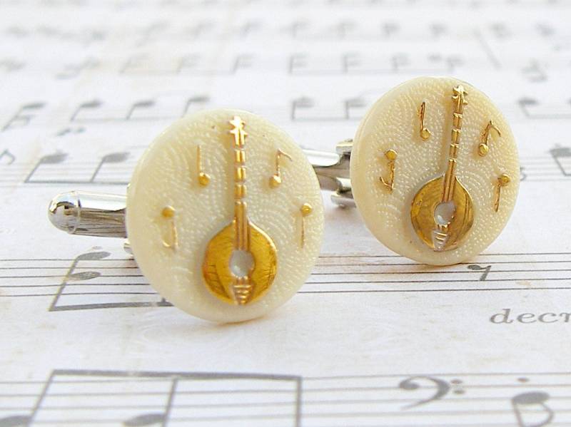 Mandoline Manschettenknöpfe, - Let The Music Flow Kollektion von ToastedCoconutStudio