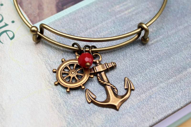 Schiff Ahoy - Antikes Messing Armreif, Verstellbares Armband Mit Meeres-Themen Ocean Whispers Collection von ToastedCoconutStudio