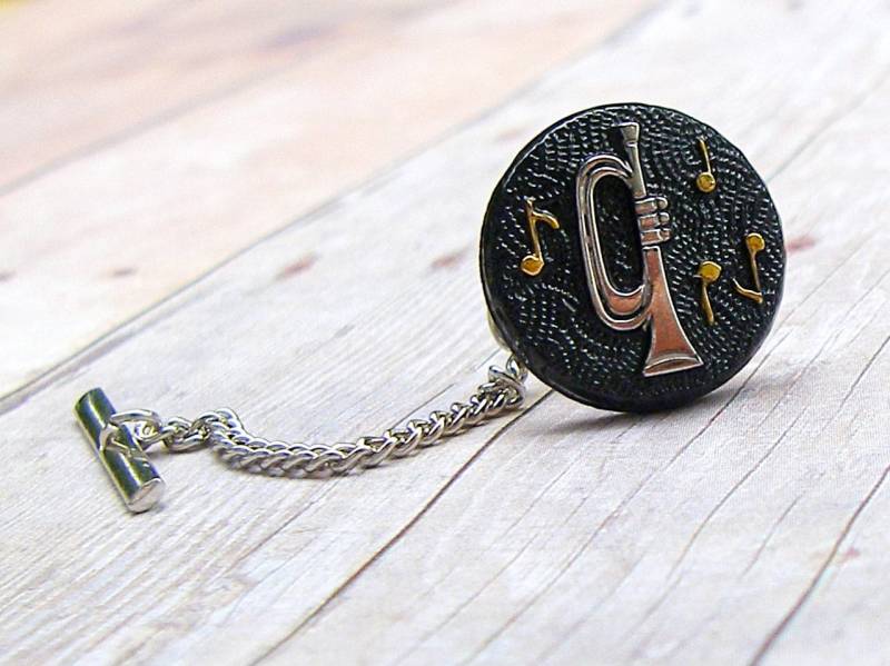 Trompetenkrawatten-Tack - Let The Music Flow Collection Vintage Glas-Krawatten-Heft von ToastedCoconutStudio