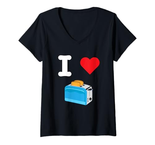 Damen I Love Toasters Küchengerät Bagel Brotscheibe T-Shirt mit V-Ausschnitt Damen I Love Toasters Küchengerät Bagel Brotscheibe T-Shirt mit V-Ausschnitt von Toaster Lovers Goods
