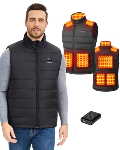 Toastiv Beheizbare Weste Herren mit 18400mAh 7.4V PowerBank, Heizweste mit 8 Heizzonen, Waschbare Beheizte Weste, Wärmeweste mit Heizung,XXL von Toastiv
