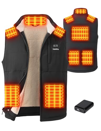 Toastiv Beheizbare Weste Herren mit 20000mAh 7,4V PowerBank, Heizweste，Gefüttert mit Warmer Fleece, Elektrische Wärmeweste,M von Toastiv