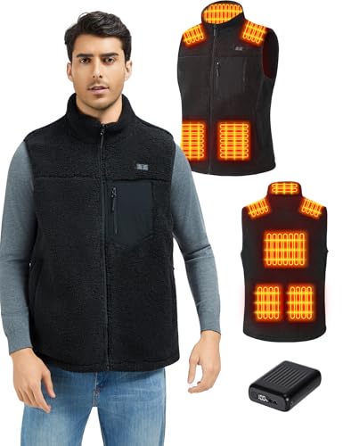 Toastiv Beheizbare Weste Herren mit Powerbank 7.4V 18400mAh – Fleece Heizweste Waschbar, Elektrische Beheizte Weste für Winter,XXL von Toastiv