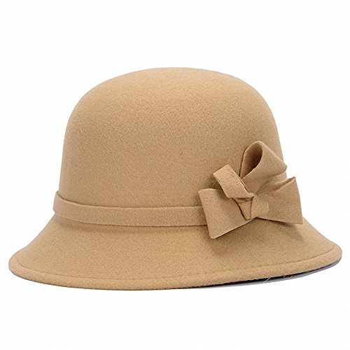 Ulalaza Einfarbig Cloche Eimer mit Bowler Fedora Floppy Derby Vintage k¨¹nstliche Filz Hut M¨¹TZE f¨¹r Frauen von Ulalaza