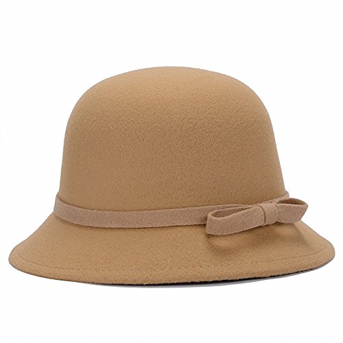 Ulalaza Einfarbig Cloche Eimer mit Bowler Fedora Floppy Derby Vintage k¨¹nstliche Filz Hut M¨¹TZE f¨¹r Frauen von Ulalaza