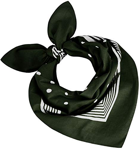 Tobeni 000803 Damen Herren Nickituch Kopftuch Bandana Halstuch Punkte Baumwolle Unisex Farbe Grün Grösse 55 cm x 55 cm von Tobeni