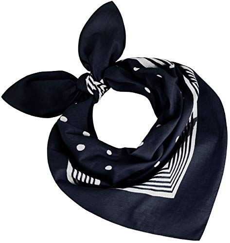 Tobeni 000803 Damen Herren Nickituch Kopftuch Bandana Halstuch Punkte Baumwolle Unisex Farbe Marine Blau Grösse 55 cm x 55 cm von Tobeni